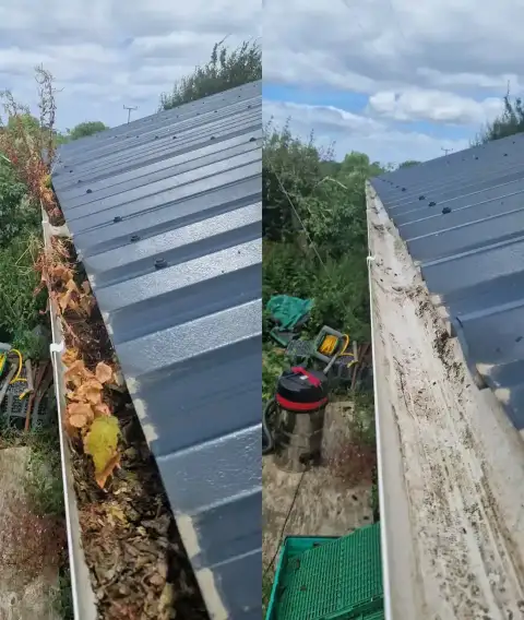 Before and After high reach gutter clearance thumbnail